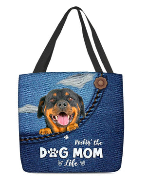 Rottweiler1-Dog Mom Life-Cloth Tote Bag