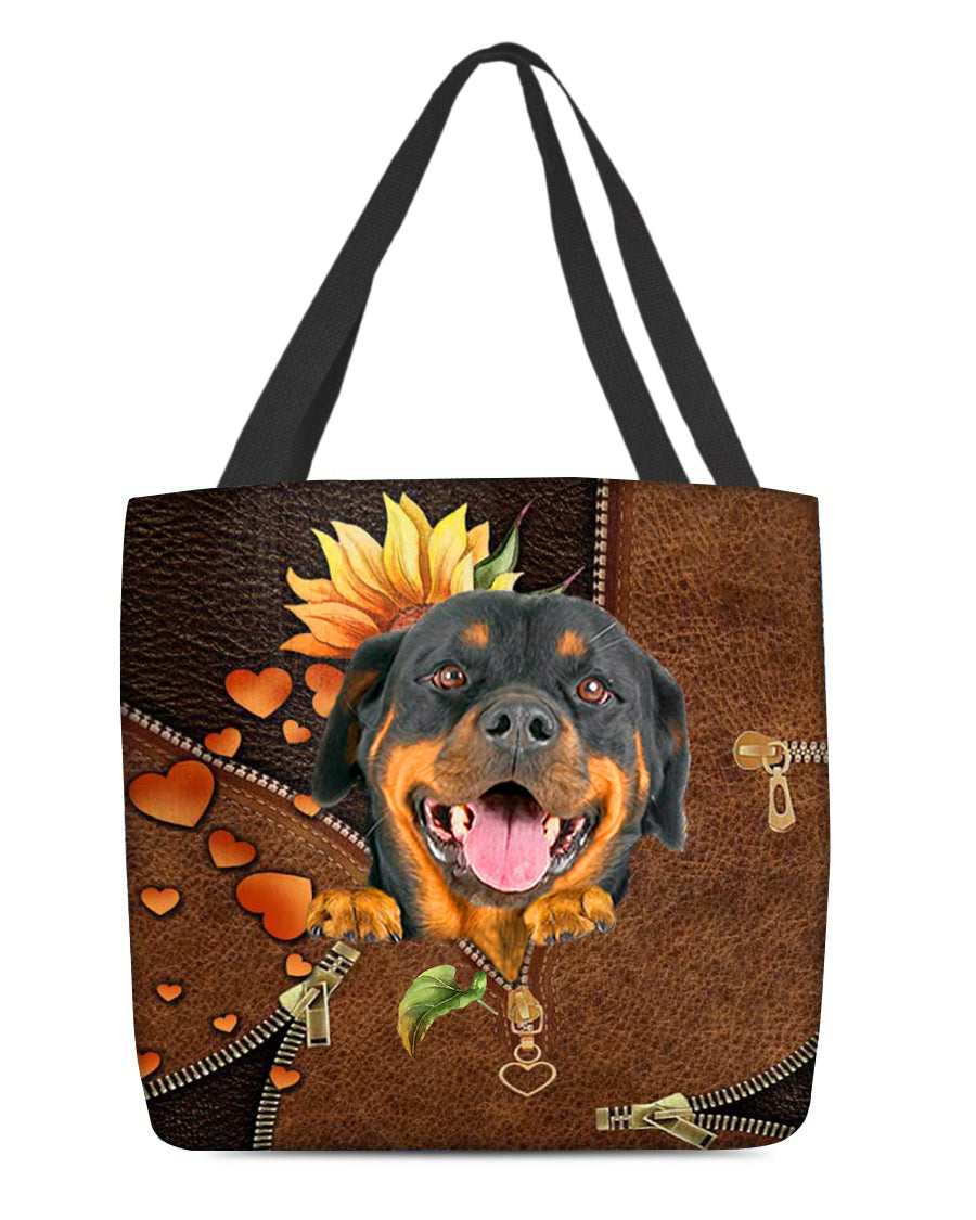 Rottweiler1-Sunflower&zipper Cloth Tote Bag