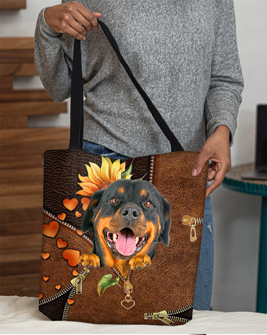 Rottweiler1-Sunflower&zipper Cloth Tote Bag
