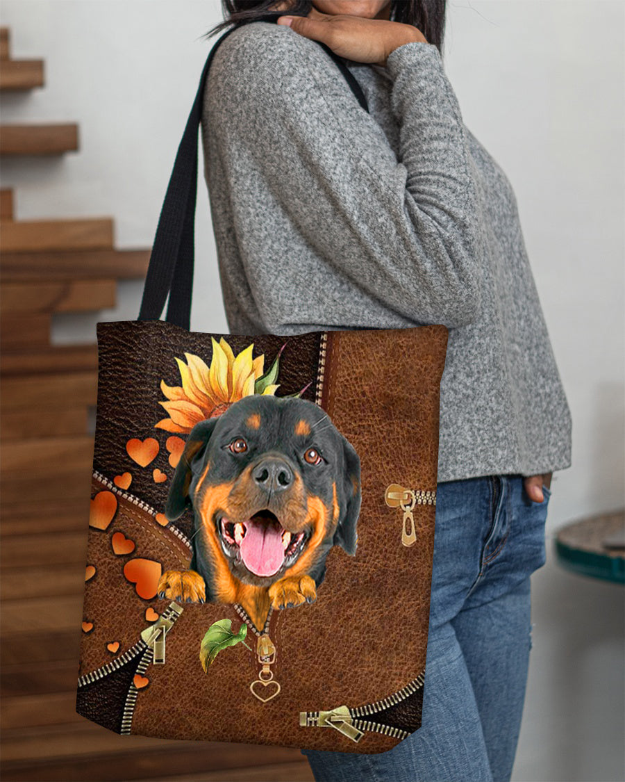 Rottweiler1-Sunflower&zipper Cloth Tote Bag