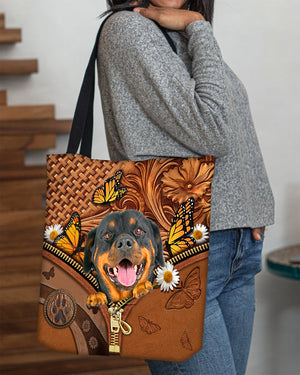 Rottweiler1 Butterfly Daisy Cloth Tote Bag