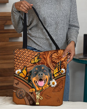 Rottweiler1 Butterfly Daisy Cloth Tote Bag