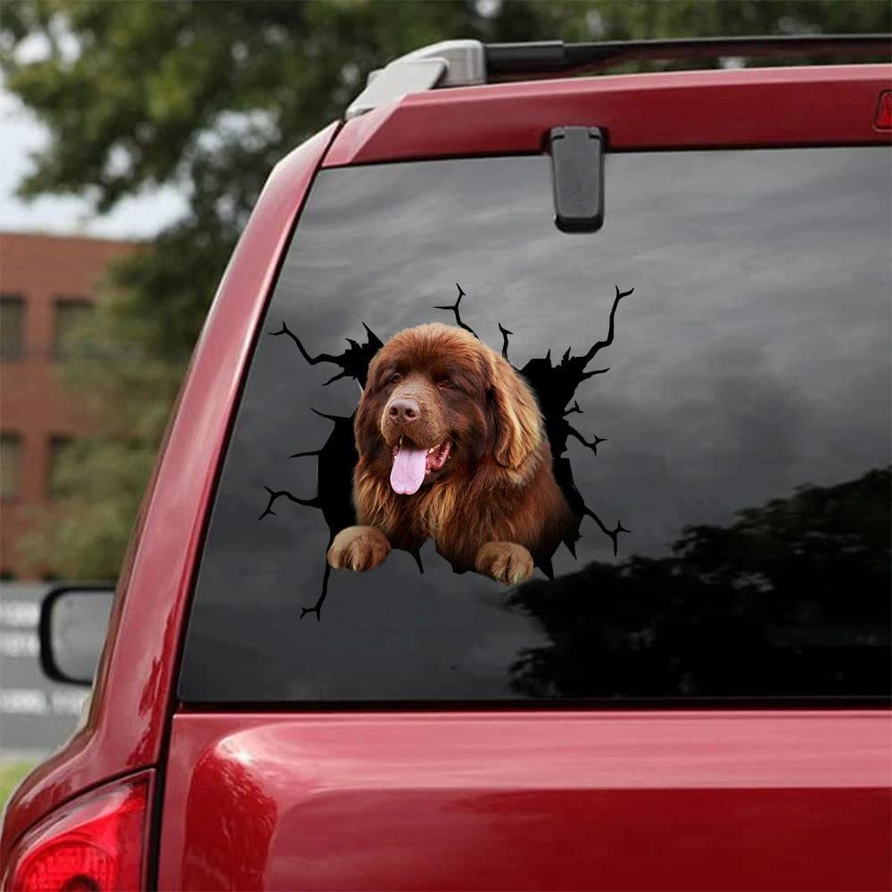 NEWFOUNDLAND CRACK CAR STICKER DOGS LOVER 9