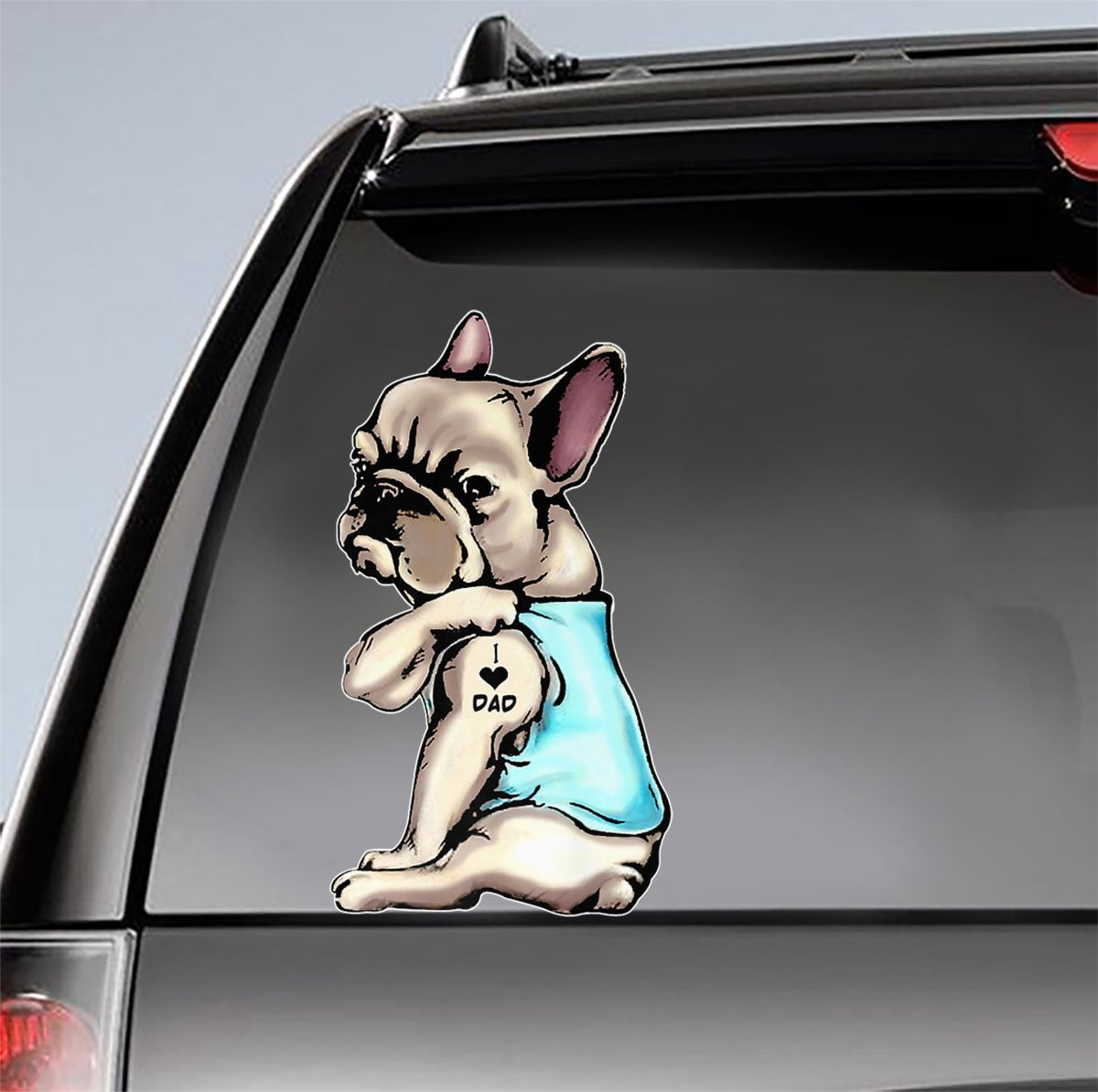 French Bulldog Tattoos I Love Dad Father's Day Car Sticker