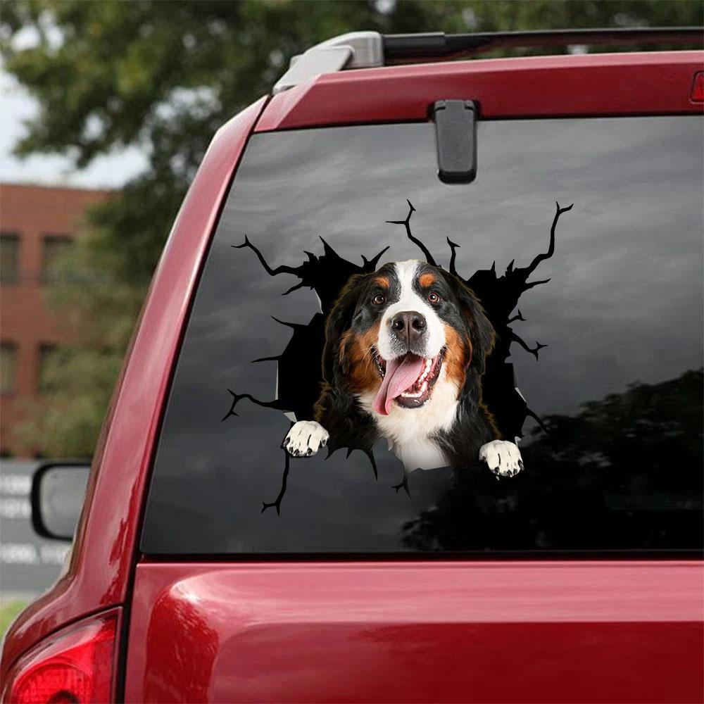 Bernese Mountain Crack Car Sticker, Toilet Sticker, Fridge Sticker 6