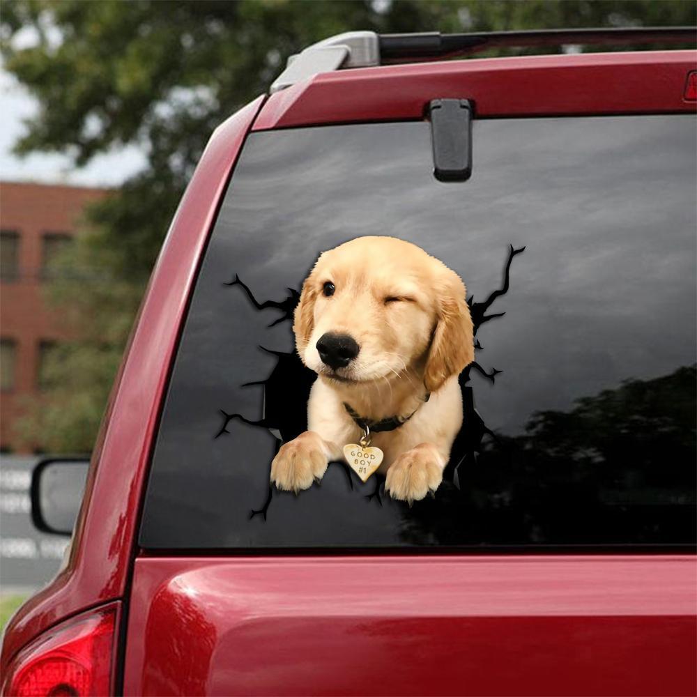 Golden Retriever Crack Car Sticker, Toilet Sticker, Fridge Sticker 2