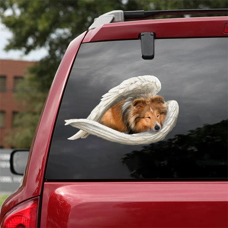 Sheltie-sleeping angel CAR STICKER