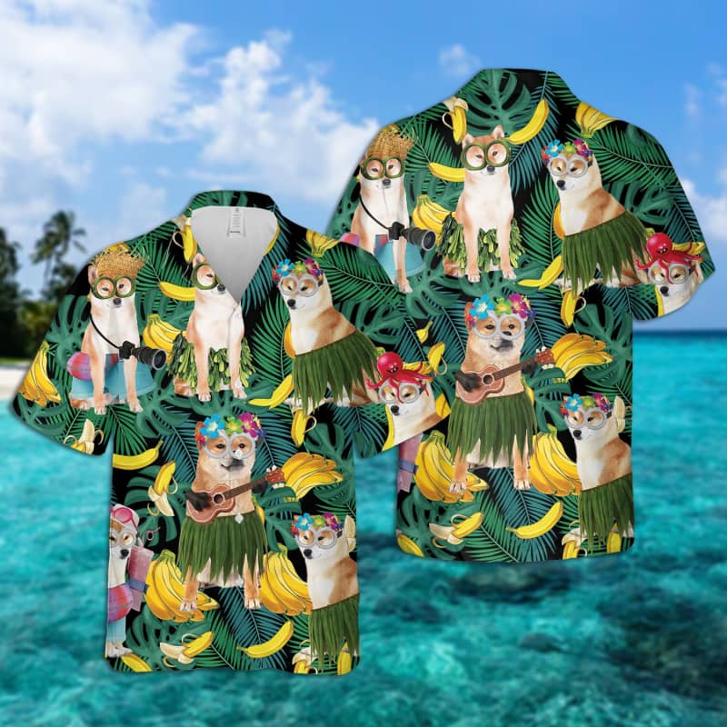 Shiba Inu Summer Leaves Hawaiian Shirt 2