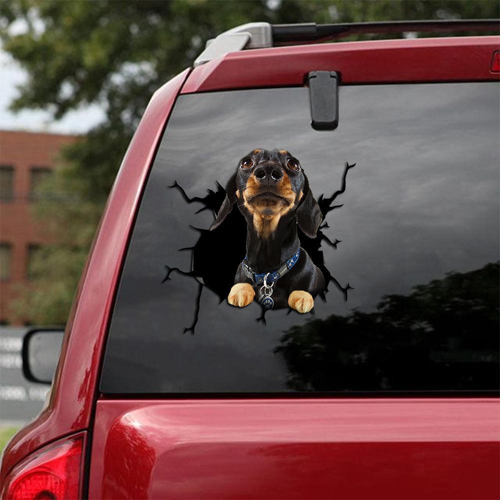 Dachshund Crack Car Sticker, Toilet Sticker, Fridge Sticker (28)