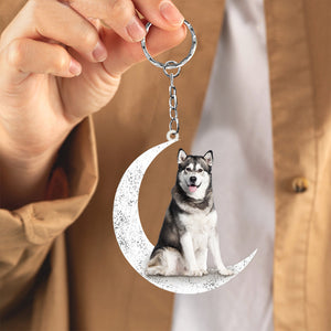 Siberian Husky-Sit On The Moon Keychain