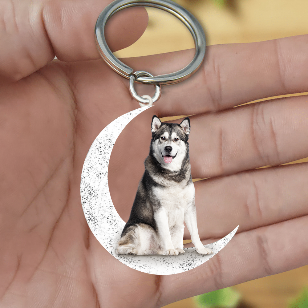 Siberian Husky-Sit On The Moon Keychain