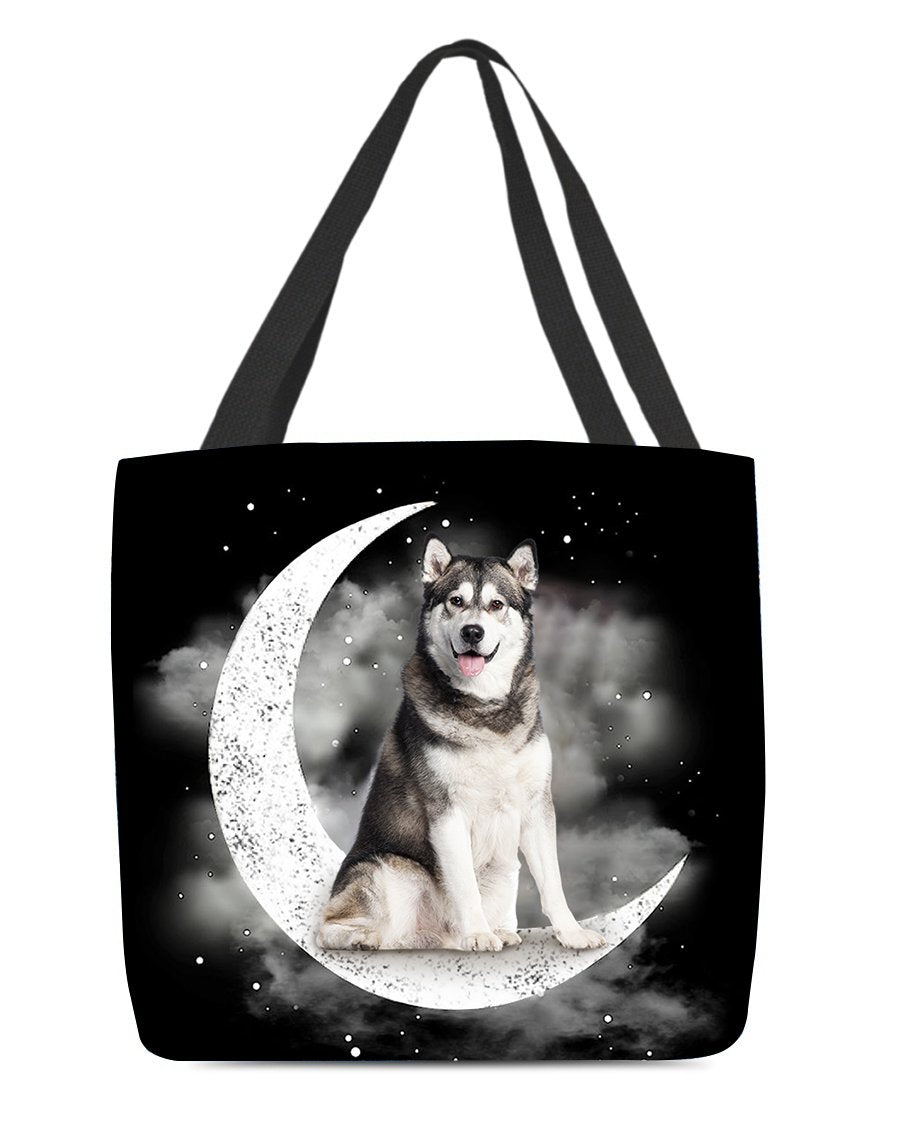 Siberian Husky Sit On The Moon With Starts-Cloth Tote Bag
