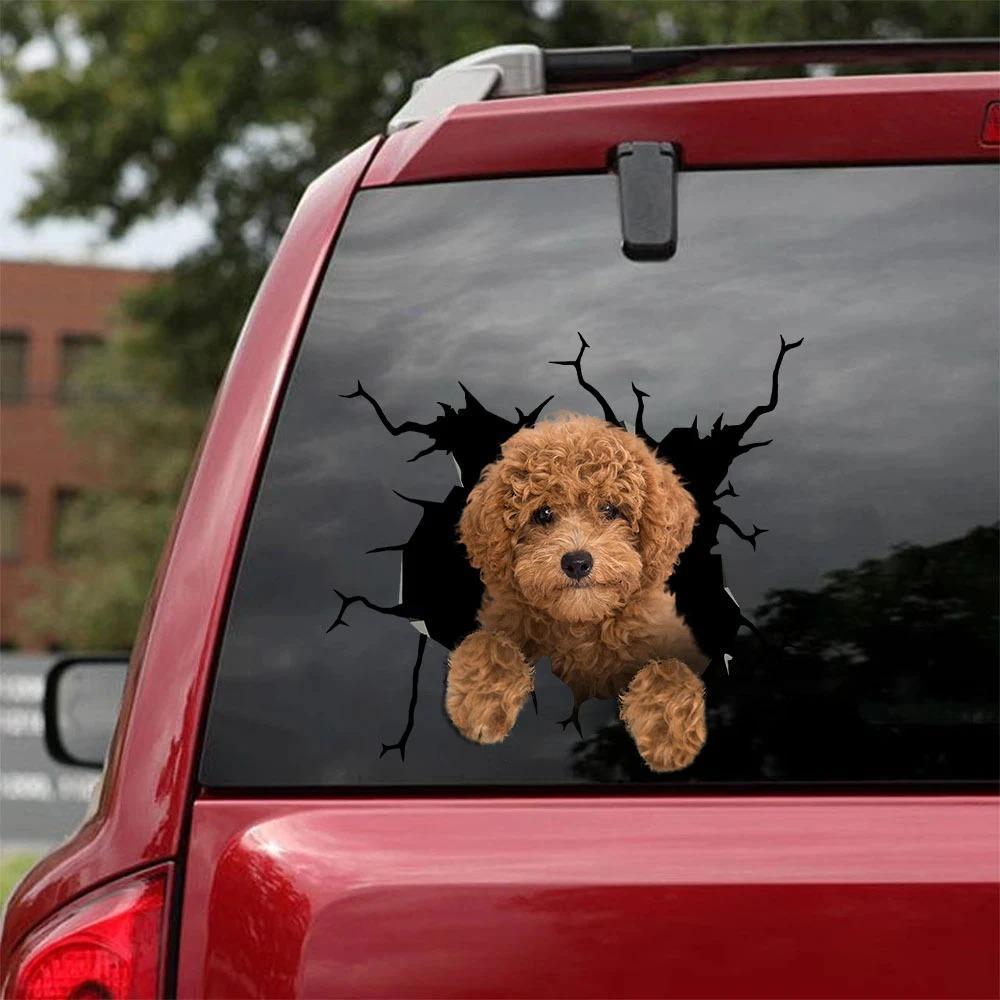 GOLDEN POODLE CRACK CAR STICKER