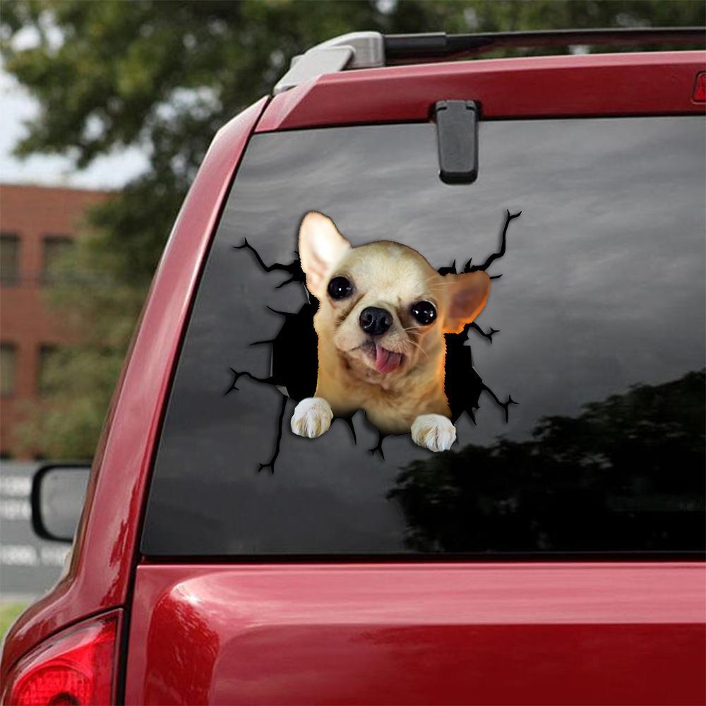 Chihuahua Crack Car Sticker, Toilet Sticker, Fridge Sticker (8)
