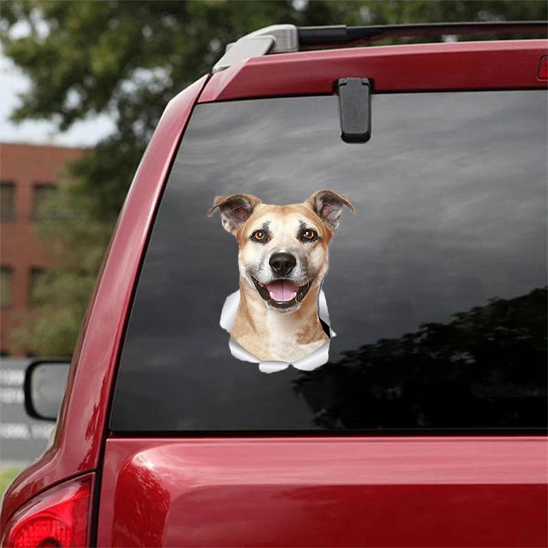Cute Sstaffordshire Terrier (2) CRACK CAR STICKER