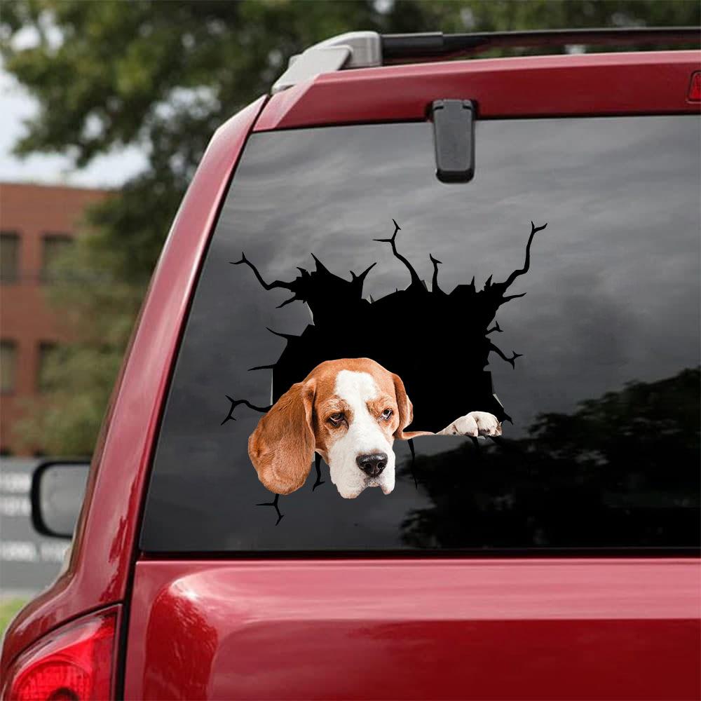 Beagle Crack Car Sticker, Toilet Sticker, Fridge Sticker 11