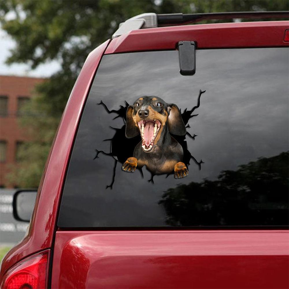 Dachshund Crack Car Sticker, Toilet Sticker, Fridge Sticker (25)