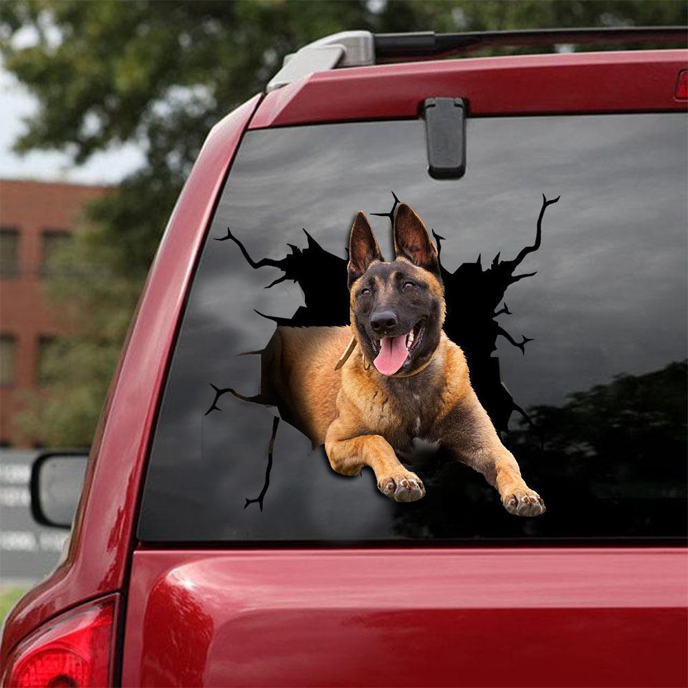 Belgian Malinois Crack Car Sticker, Toilet Sticker, Fridge Sticker 12