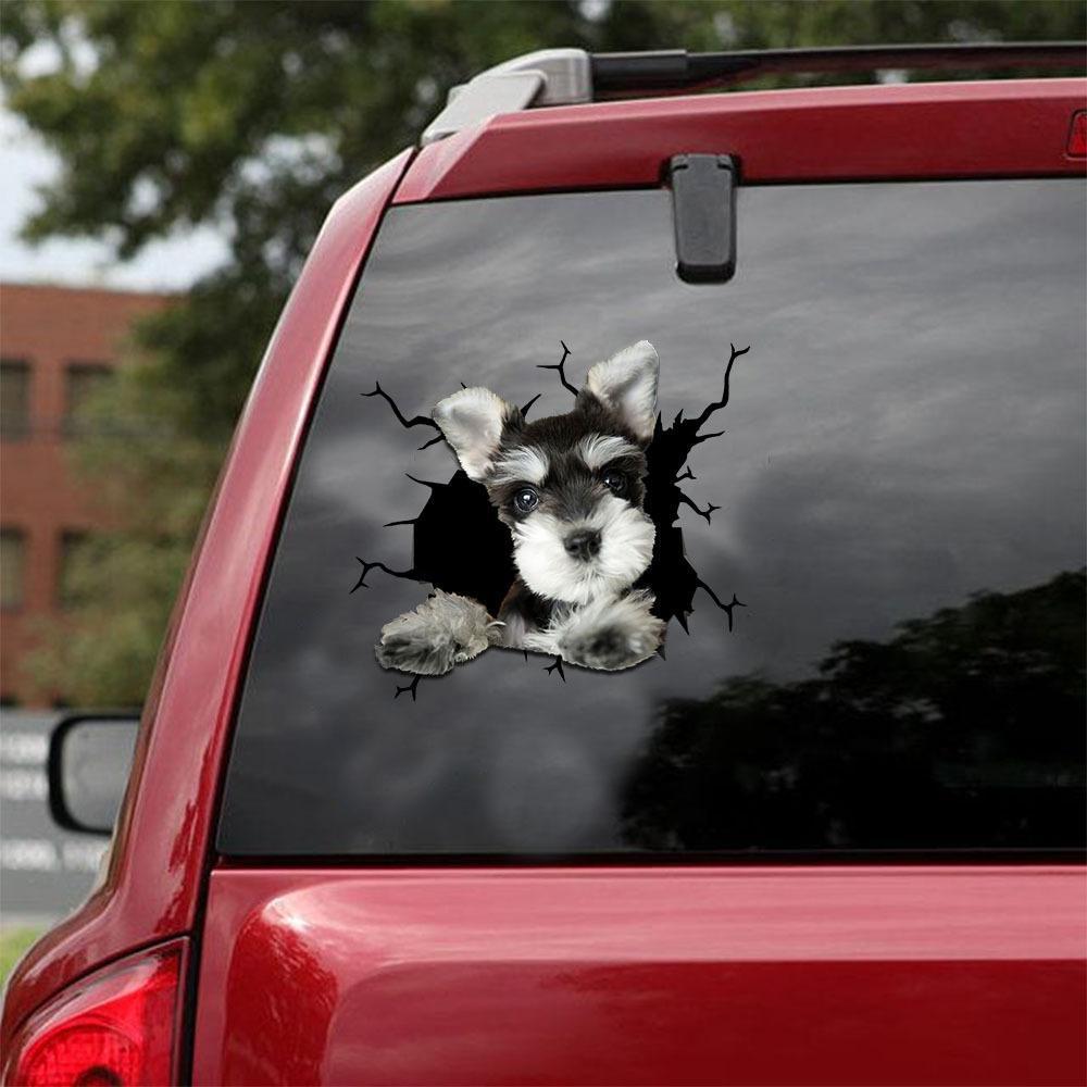 Miniature Schnauzer  Crack Car Sticker, Toilet Sticker, Fridge Sticker 5