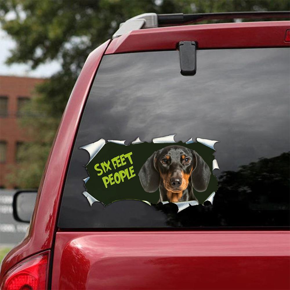 Dachshund Crack Car Sticker, Toilet Sticker, Fridge Sticker