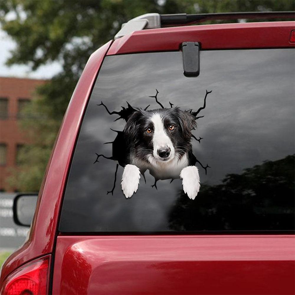 Border Collie Crack Car Sticker, Toilet Sticker, Fridge Sticker 25