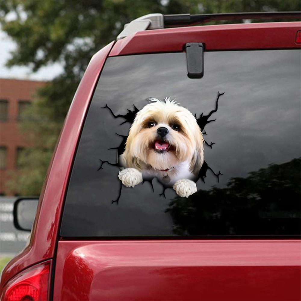 Shih Tzu Crack Car Sticker, Toilet Sticker, Fridge Sticker 33