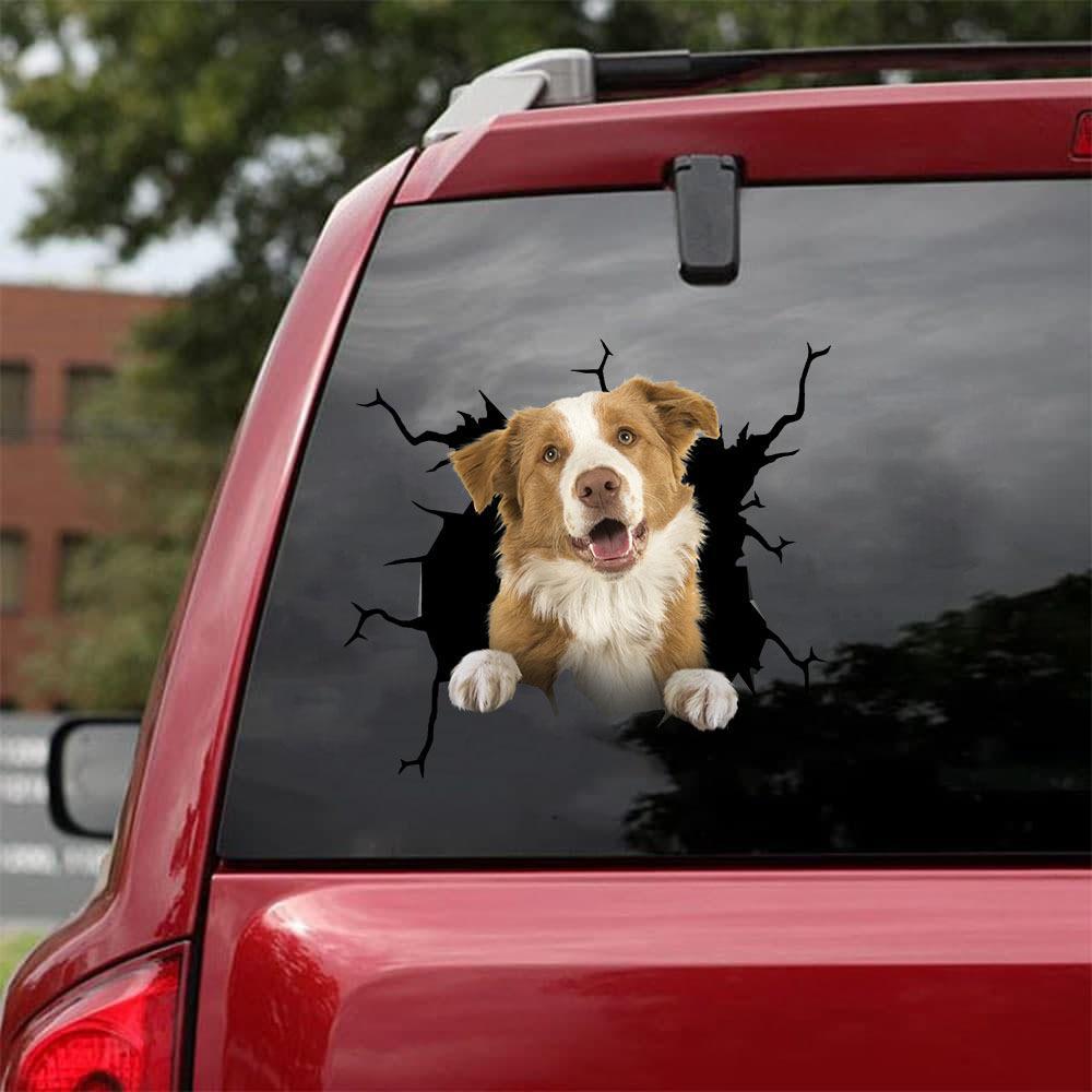 Border Collie Crack Car Sticker, Toilet Sticker, Fridge Sticker 4