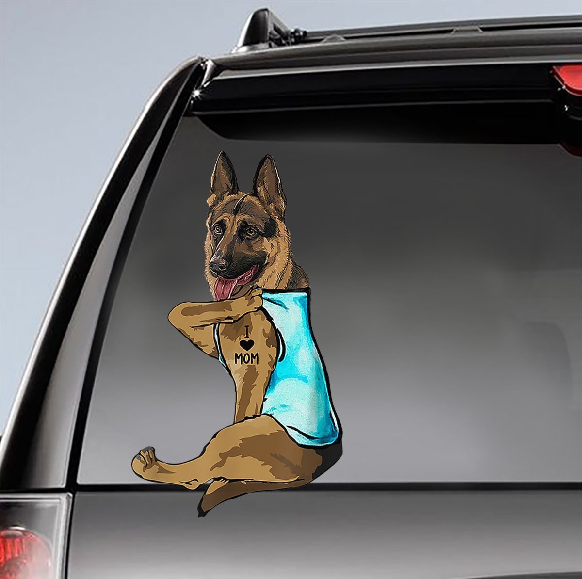 German Shepherd I Love Mom Tattoo Mother's Day Car Sticker