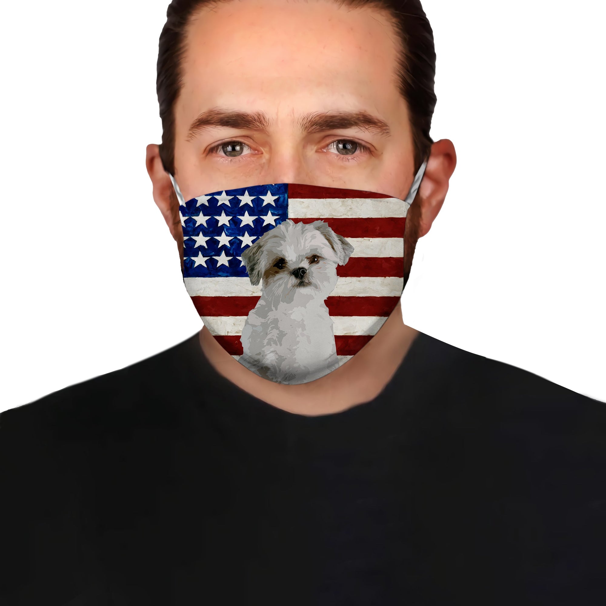 Shih Tzu With American Flag EZ01 1604 Face Mask