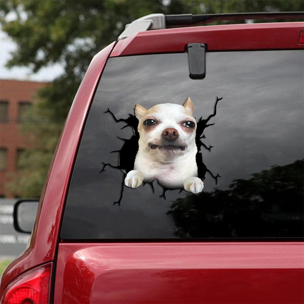 Chihuahua Crack Car Sticker, Toilet Sticker, Fridge Sticker (7)