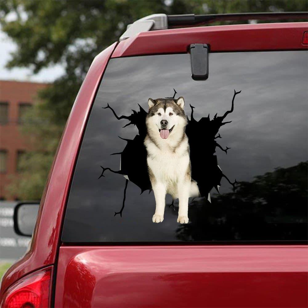 Alaskan Malamute Crack Car Sticker, Toilet Sticker, Fridge Sticker 2