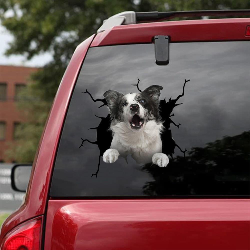 Border Collie Crack Car Sticker, Toilet Sticker, Fridge Sticker 41