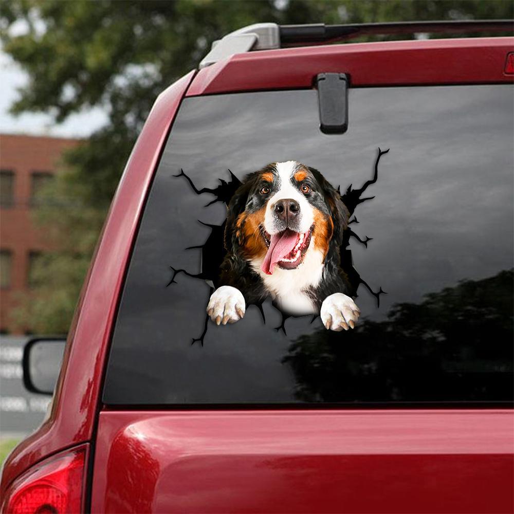 Bernese Mountain Crack Car Sticker, Toilet Sticker, Fridge Sticker 4
