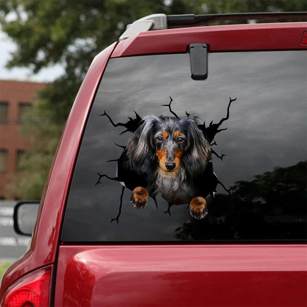 Dachshund Crack Car Sticker, Toilet Sticker, Fridge Sticker (7)