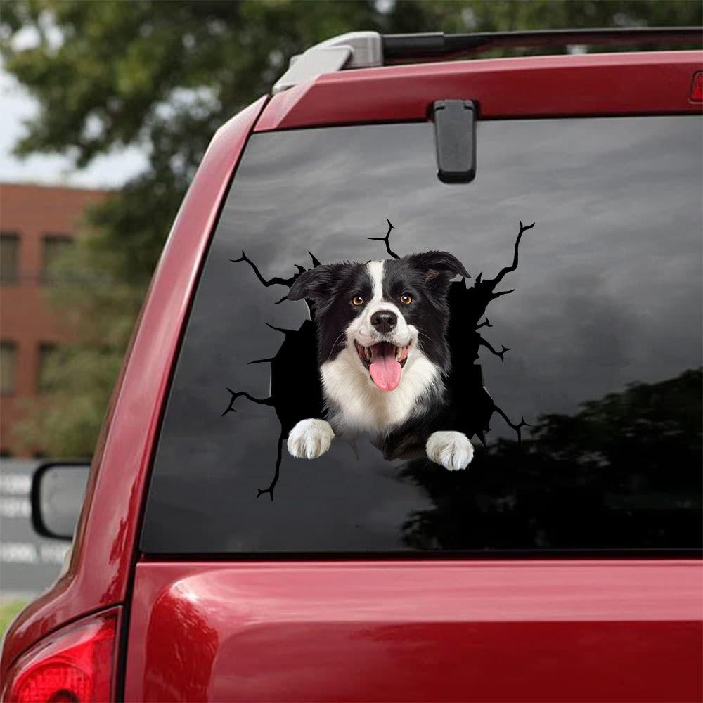 Border Collie Crack Car Sticker, Toilet Sticker, Fridge Sticker 40