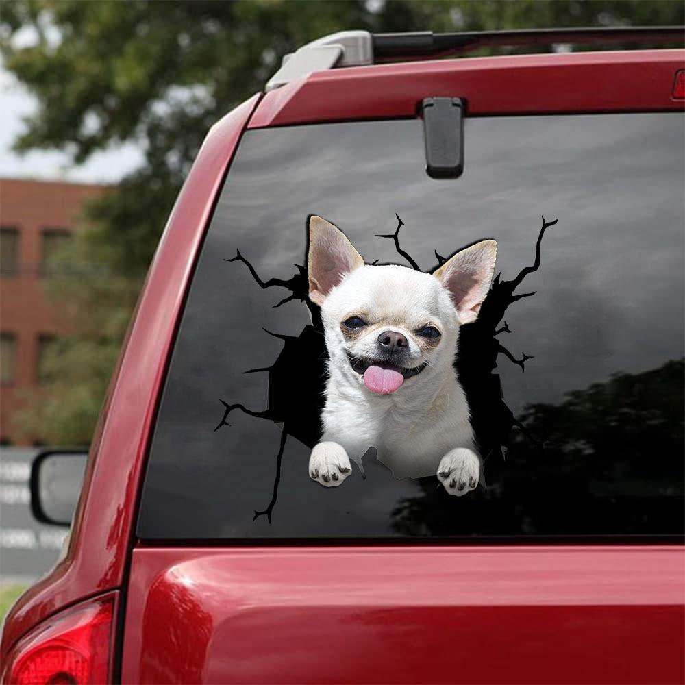 Chihuahua Crack Car Sticker, Toilet Sticker, Fridge Sticker (15)