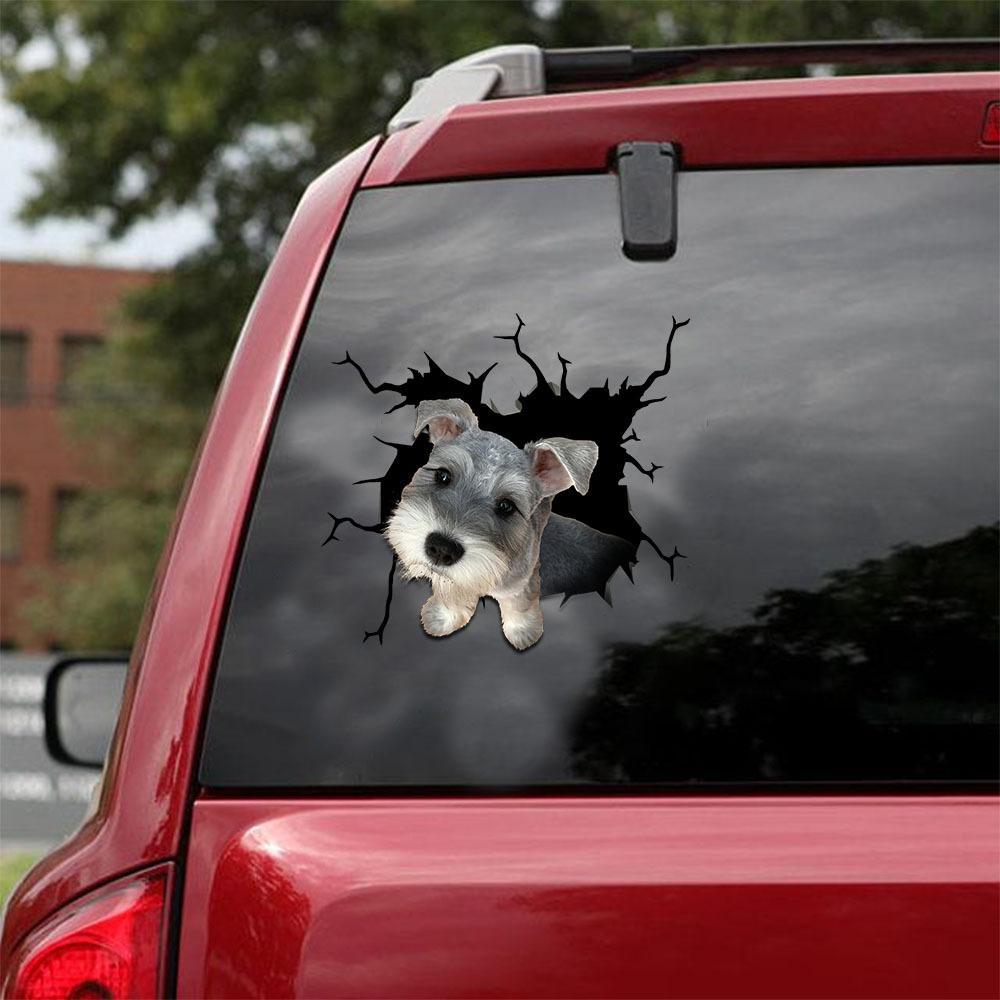 Miniature Schnauzer  Crack Car Sticker, Toilet Sticker, Fridge Sticker 6