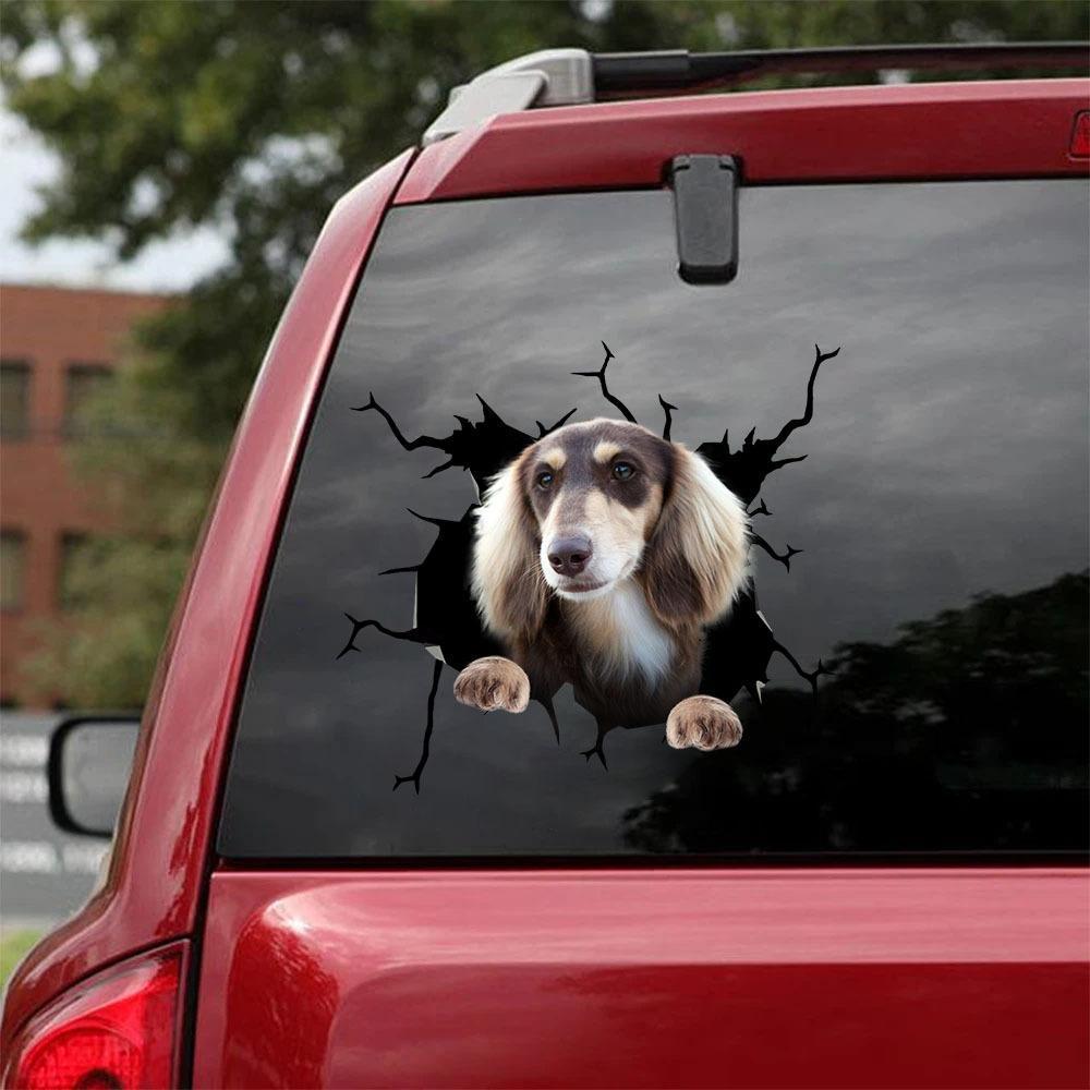 Dachshund Crack Car Sticker, Toilet Sticker, Fridge Sticker (8)