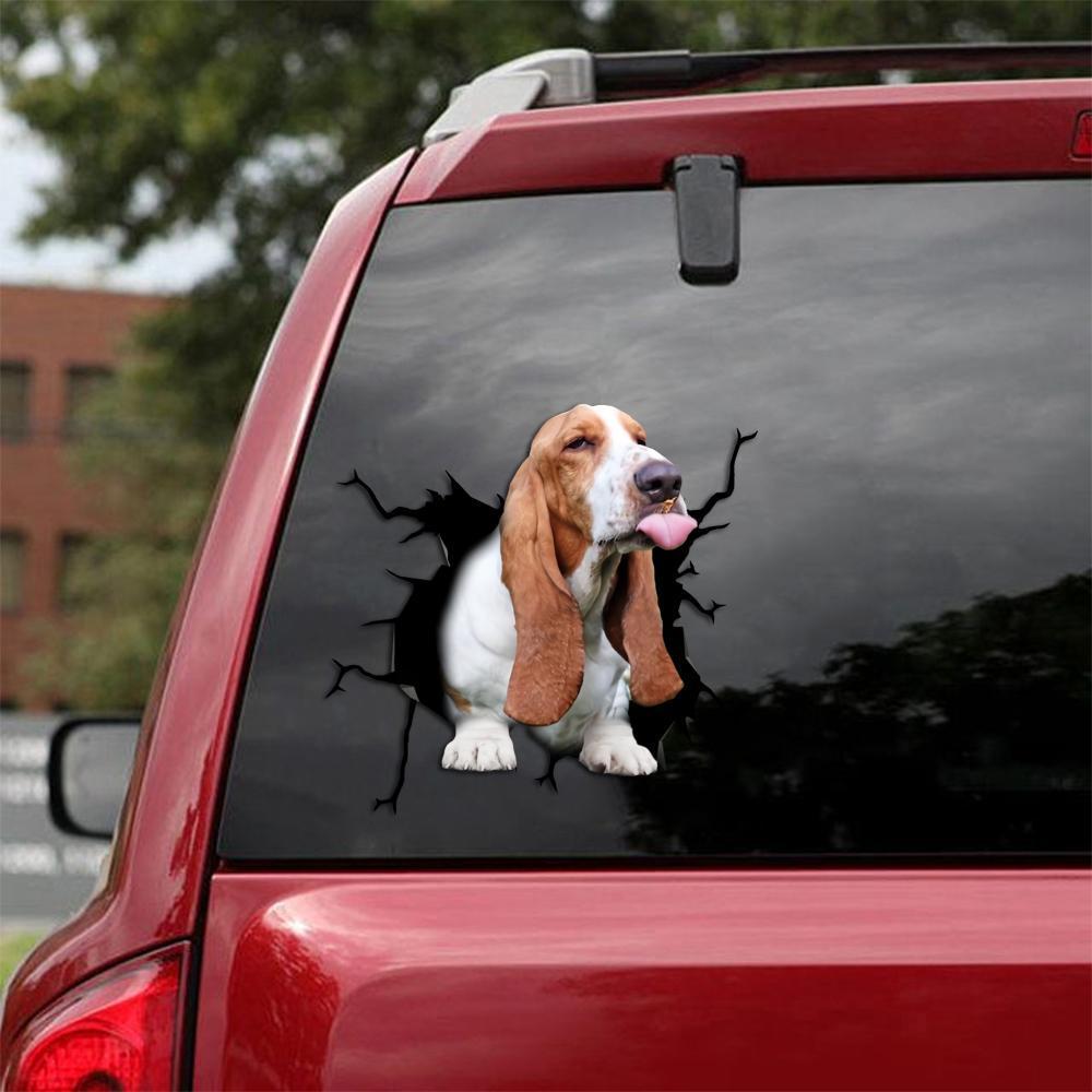 Basset Hound Crack Car Sticker, Toilet Sticker, Fridge Sticker 23