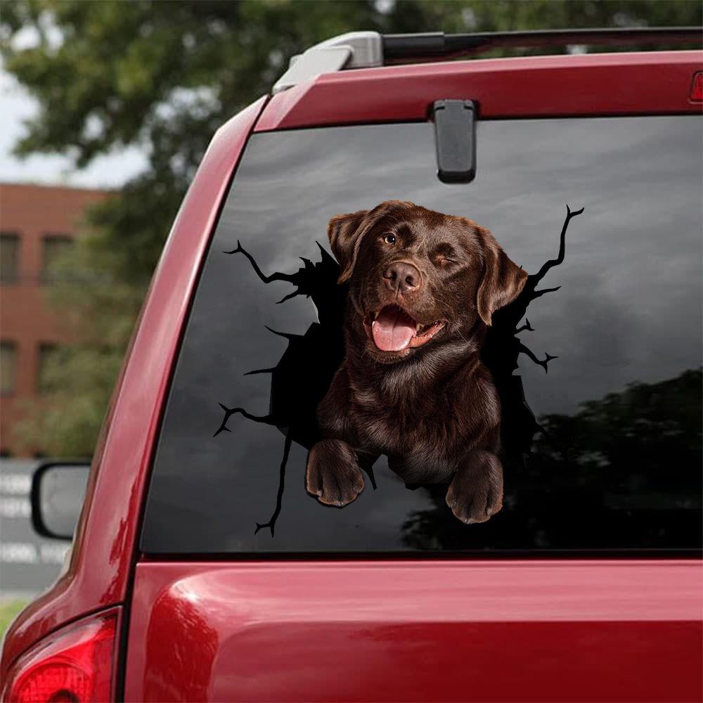 Chocolate Labrador Retriever Crack Car Sticker, Toilet Sticker, Fridge Sticker 7
