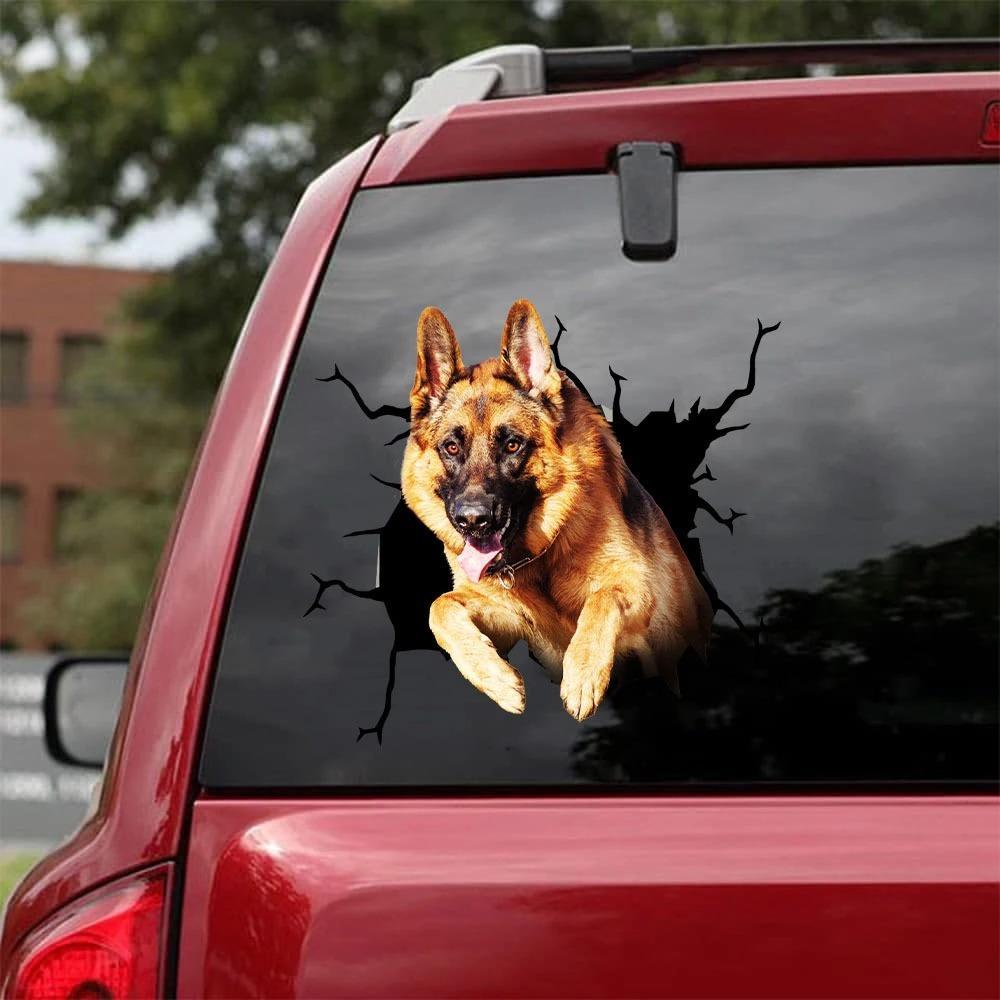 GERMAN SHEPHERD CRACK CAR STICKER 10