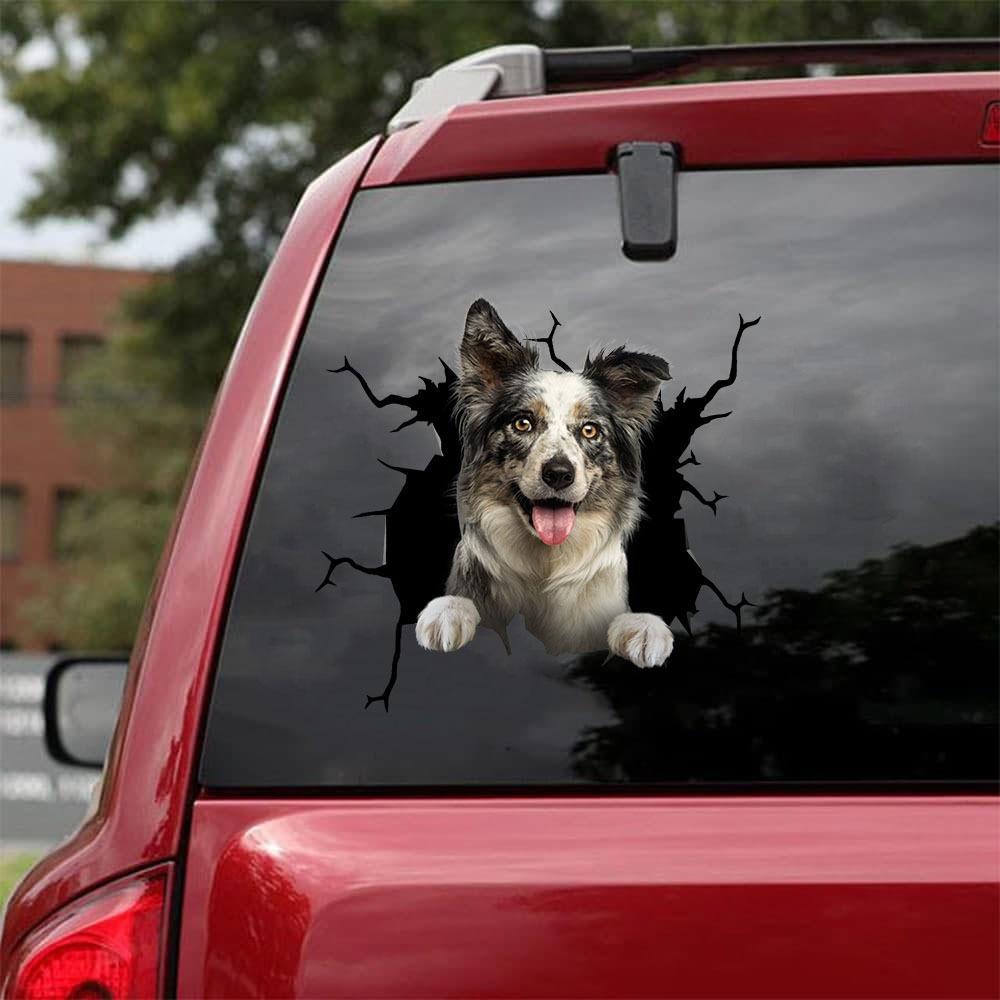 Border Collie Crack Car Sticker, Toilet Sticker, Fridge Sticker 10