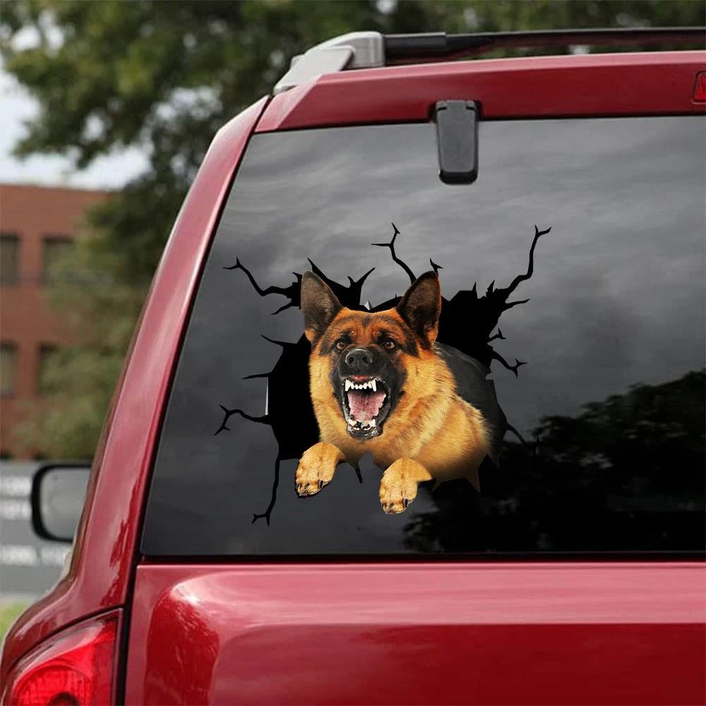 GERMAN SHEPHERD CRACK CAR STICKER 1