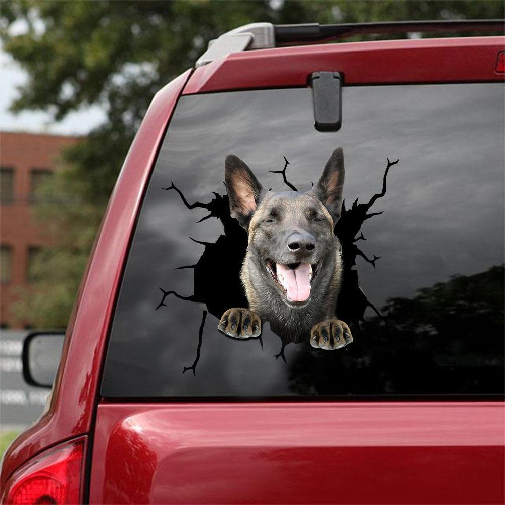 Belgian Malinois Crack Car Sticker, Toilet Sticker, Fridge Sticker 5