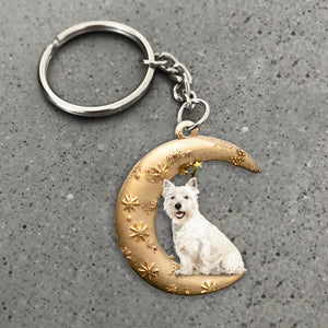 West highland white terrier -Dog & Moon Flat Acrylic Keychain