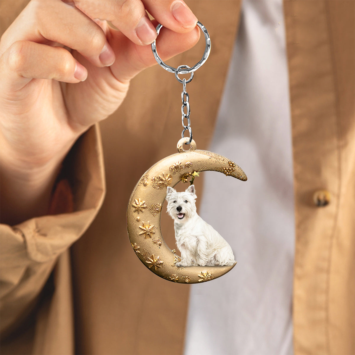 West highland white terrier -Dog & Moon Flat Acrylic Keychain