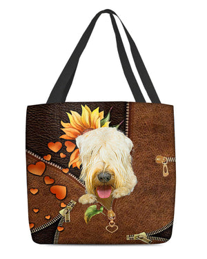 Wheaten terrier-Sunflower&zipper Cloth Tote Bag