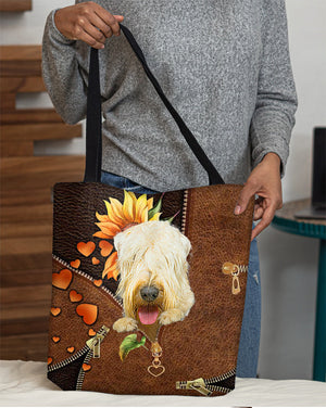 Wheaten terrier-Sunflower&zipper Cloth Tote Bag