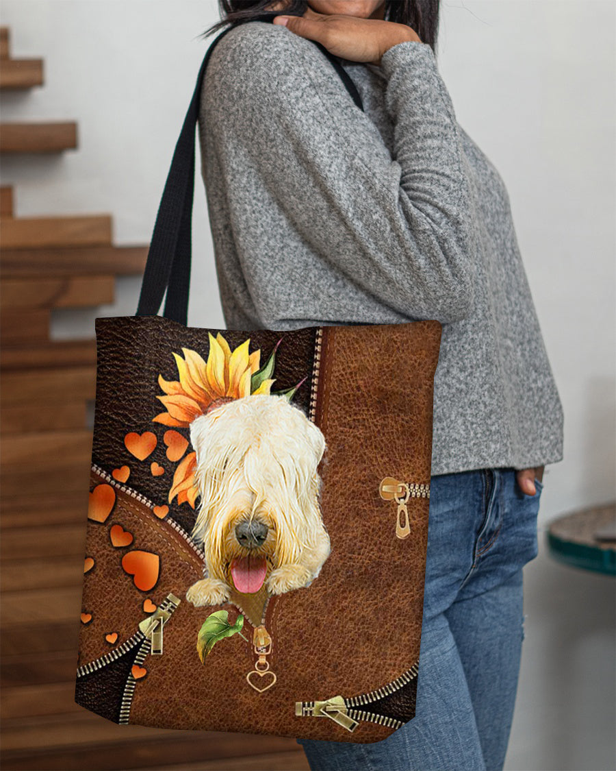 Wheaten terrier-Sunflower&zipper Cloth Tote Bag