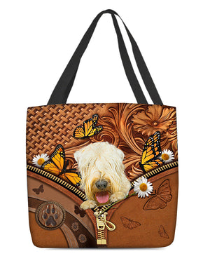 Wheaten Terrier Butterfly Daisy Cloth Tote Bag